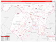 Hagerstown-Martinsburg Metro Area Wall Map Red Line Style 2022